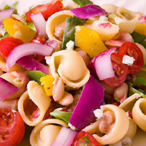 Bright Bites: Crafting Italian Tri-Color Pasta Salad with Vinaigrette