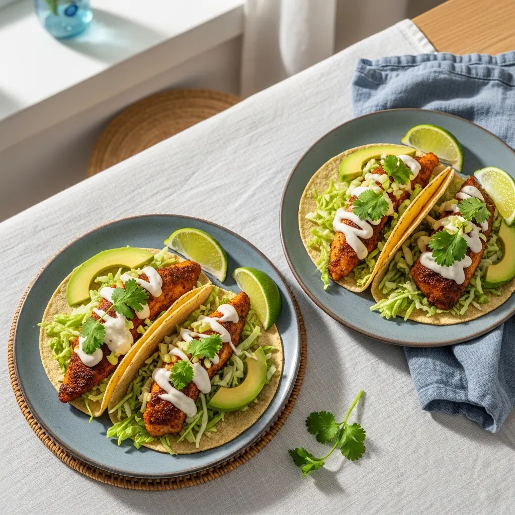 Flavor-Packed Blackened Cod Tacos with Zesty Spicy Slaw