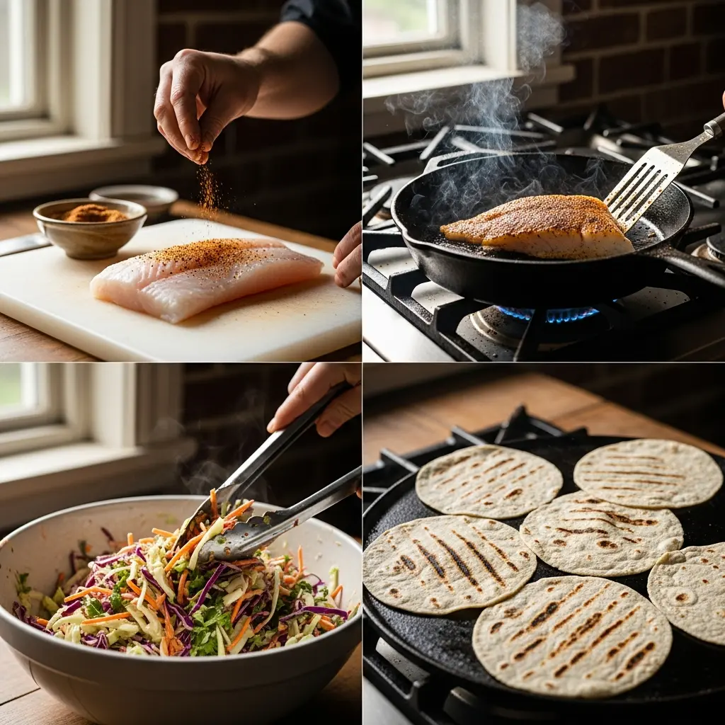 Flavor-Packed Blackened Cod Tacos with Zesty Spicy Slaw