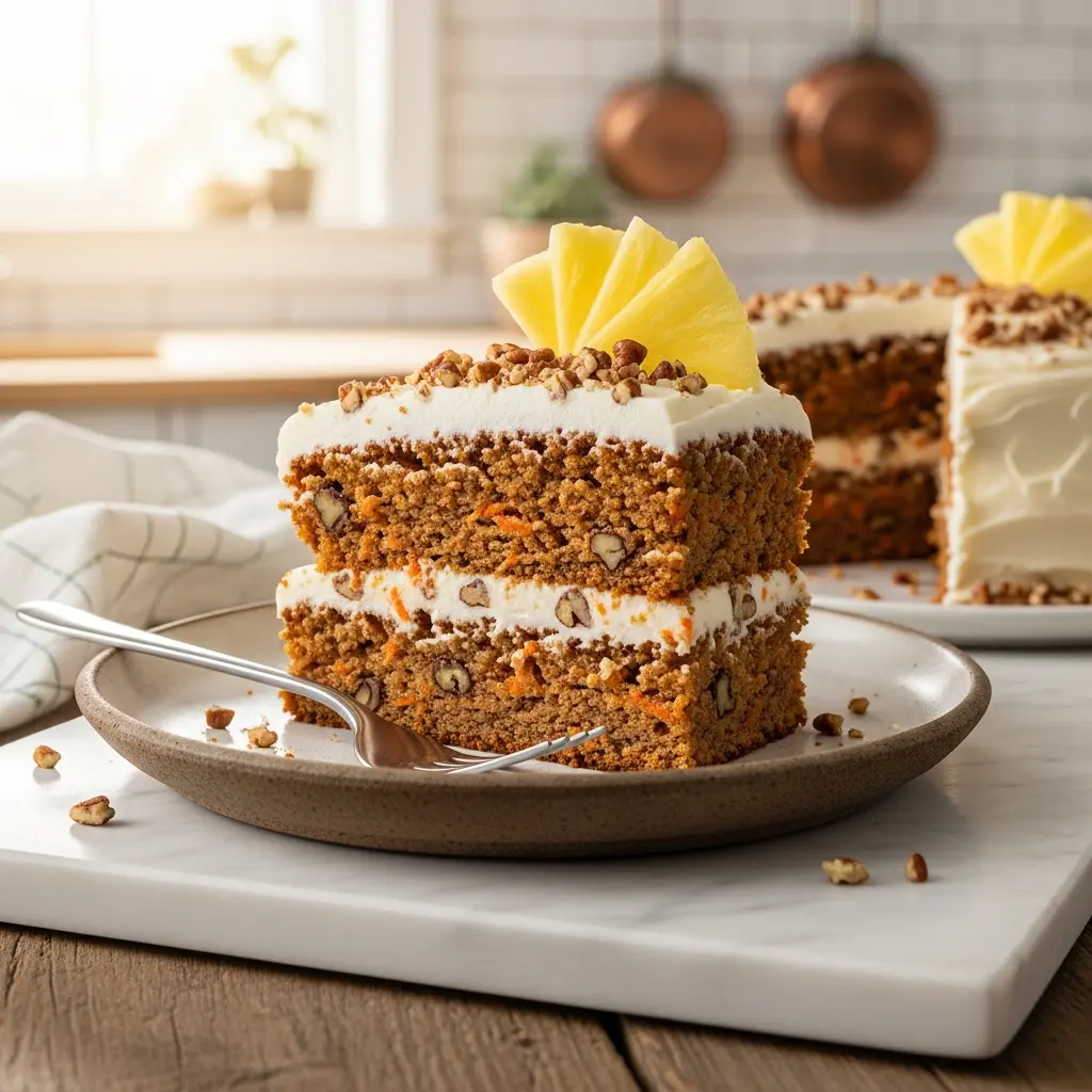 Tropical Twist: Carrot Cake with Pineapple and Pecans Delight