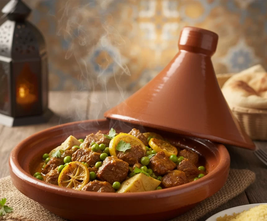 Savor Moroccan Beef Tagine with Peas & Artichoke Delight