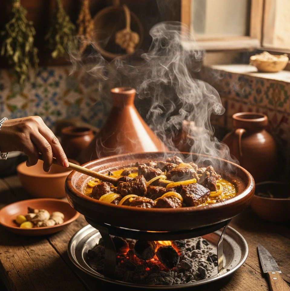 Savor Moroccan Beef Tagine with Peas & Artichoke Delight