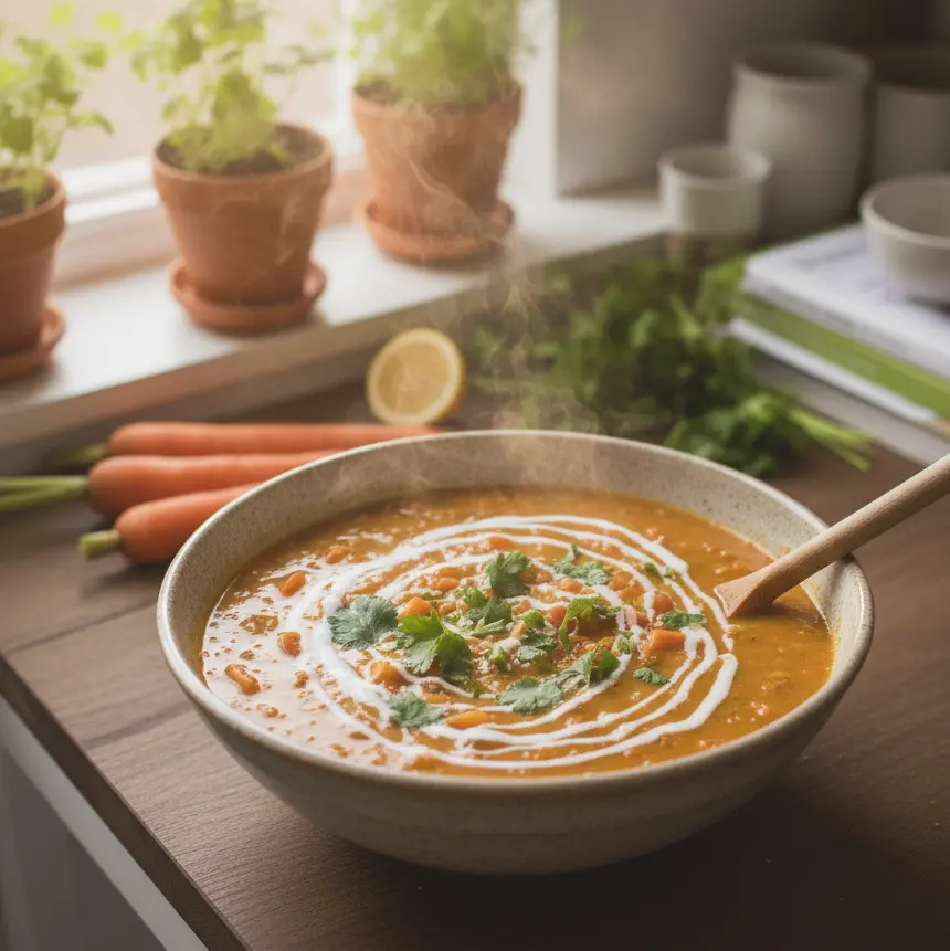 Hearty Curried Lentil & Veggie Soup: Vegan Comfort Bowl