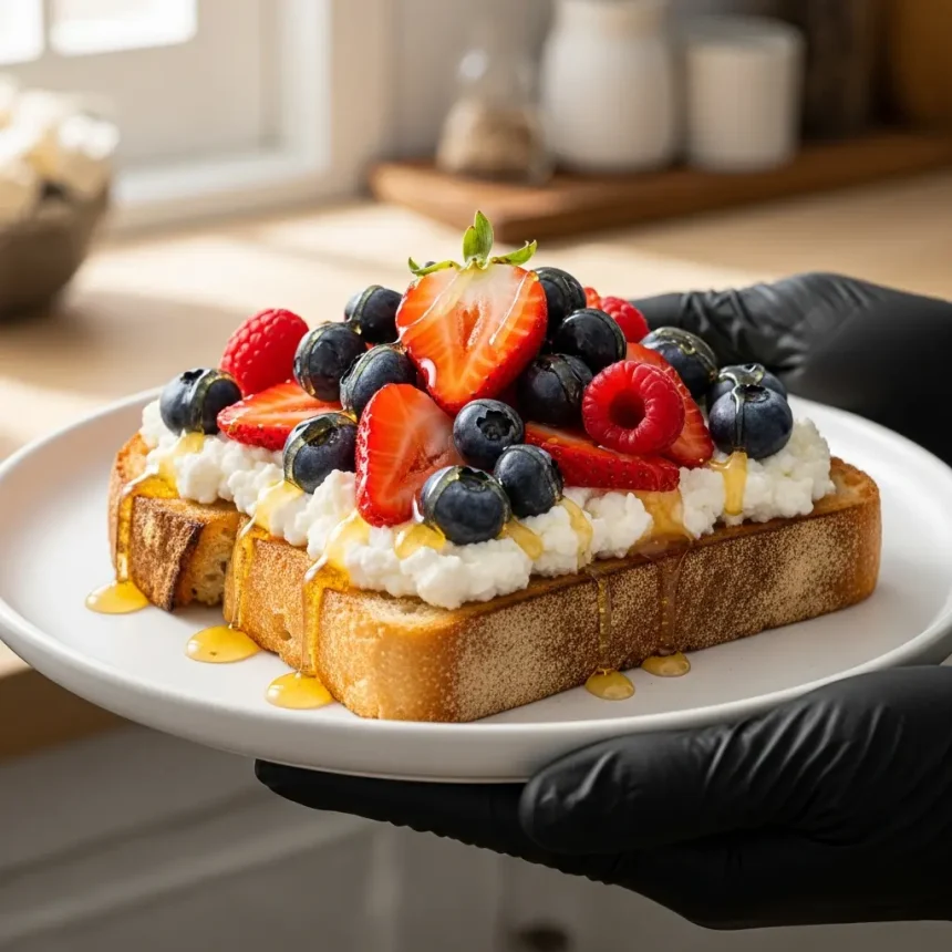 Sweet Meets Creamy: Ricotta & Berry Toast Drizzled with Honey