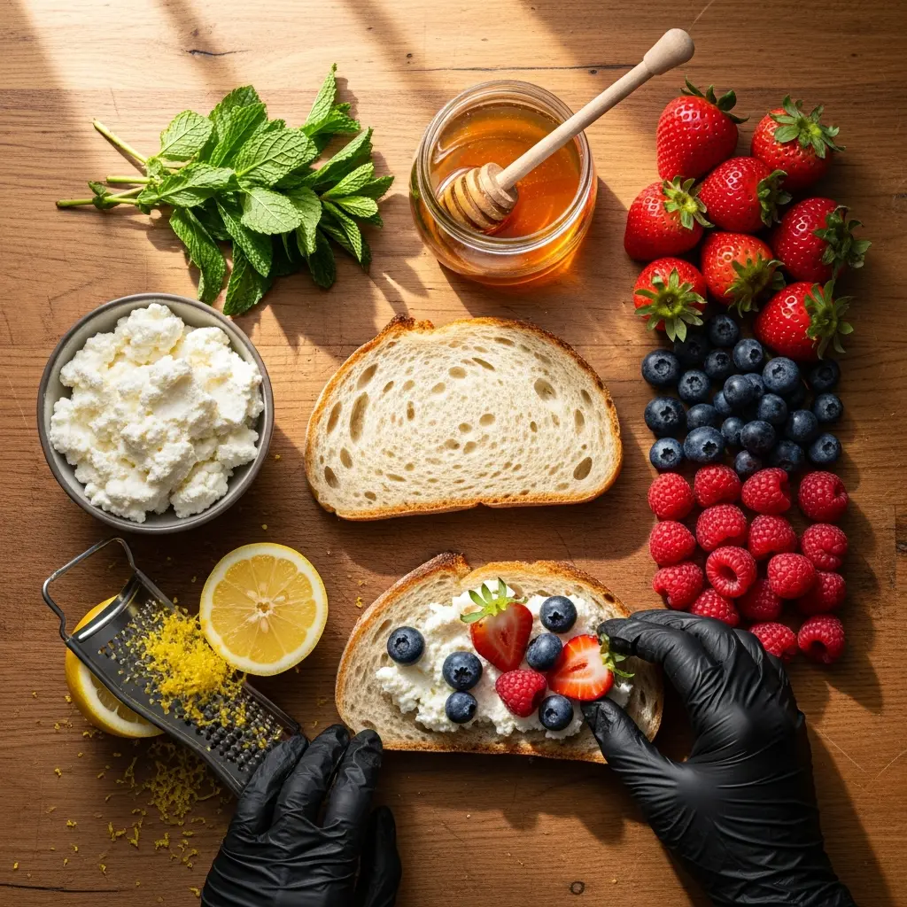 Sweet Meets Creamy: Ricotta & Berry Toast Drizzled with Honey