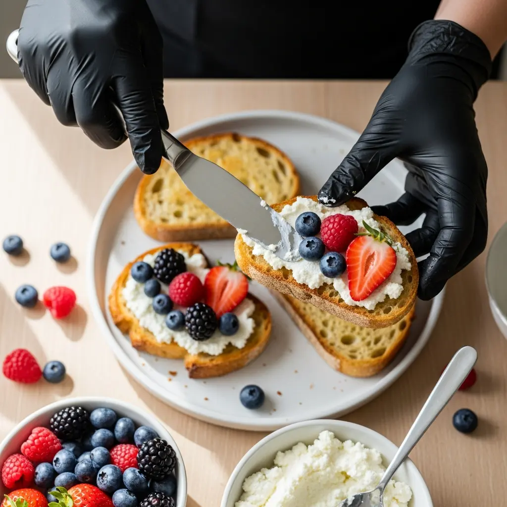 Sweet Meets Creamy: Ricotta & Berry Toast Drizzled with Honey