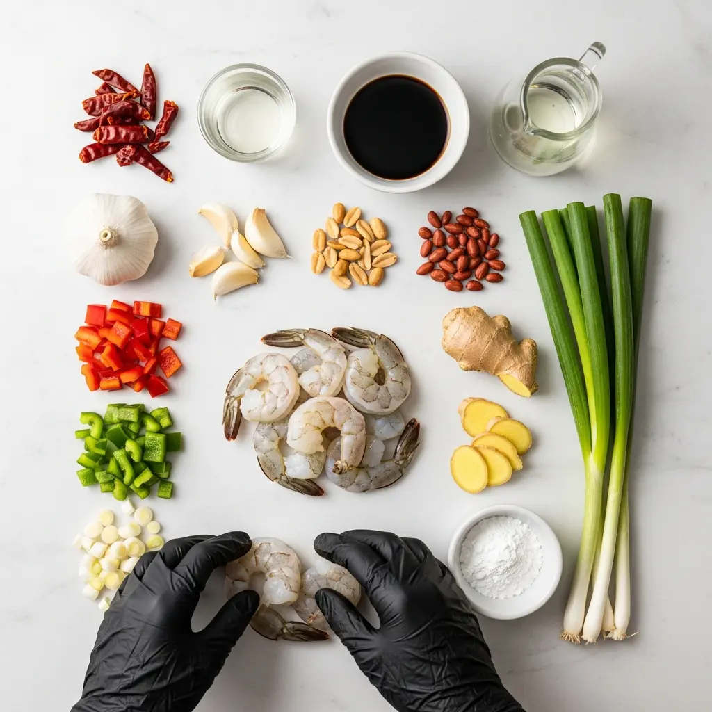 Select Spicy Kung Pao Shrimp with Crunchy Peanuts and Peppers Spicy Kung Pao Shrimp with Crunchy Peanuts and Peppers