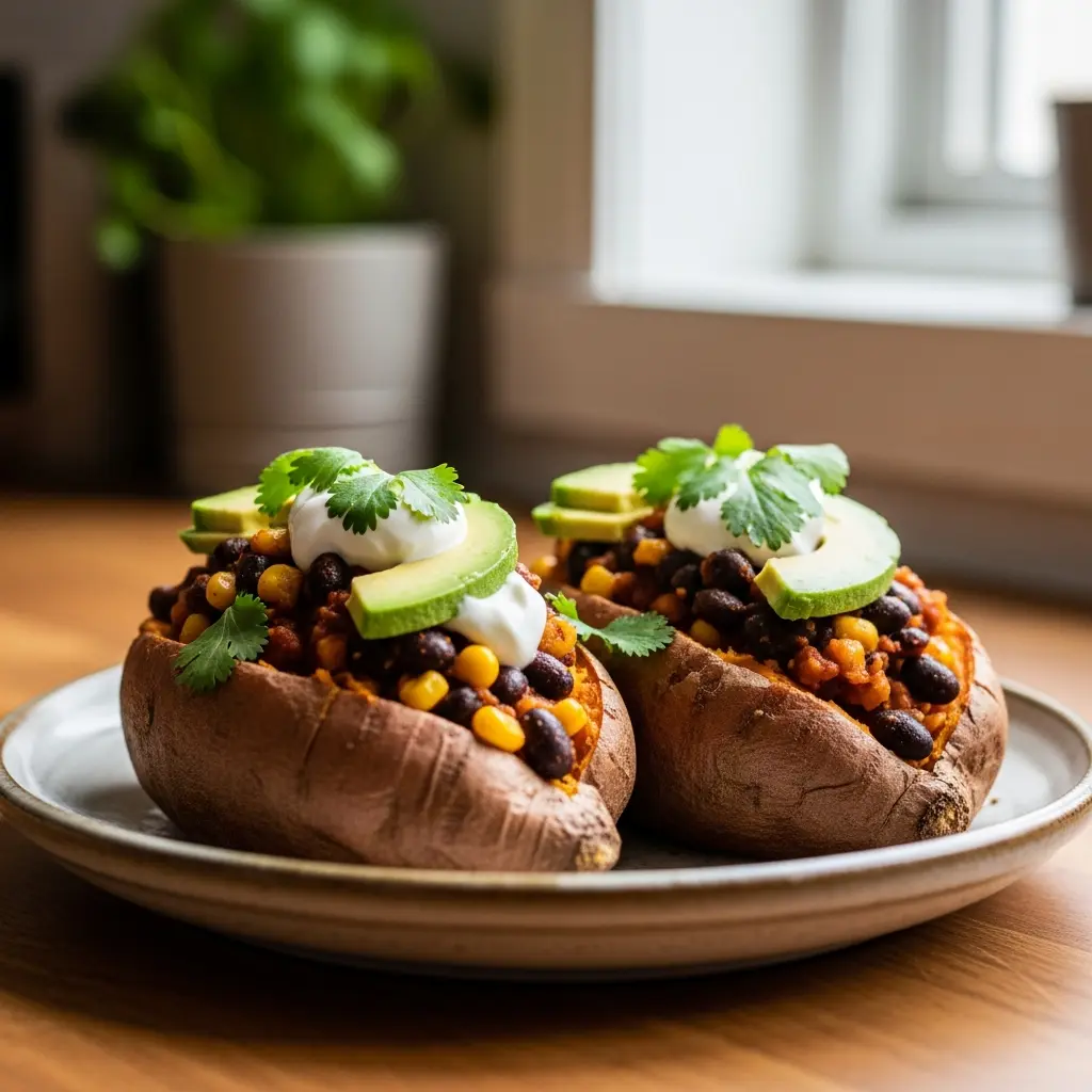 Hearty Black Bean & Corn Stuffed Sweet Potatoes Recipe