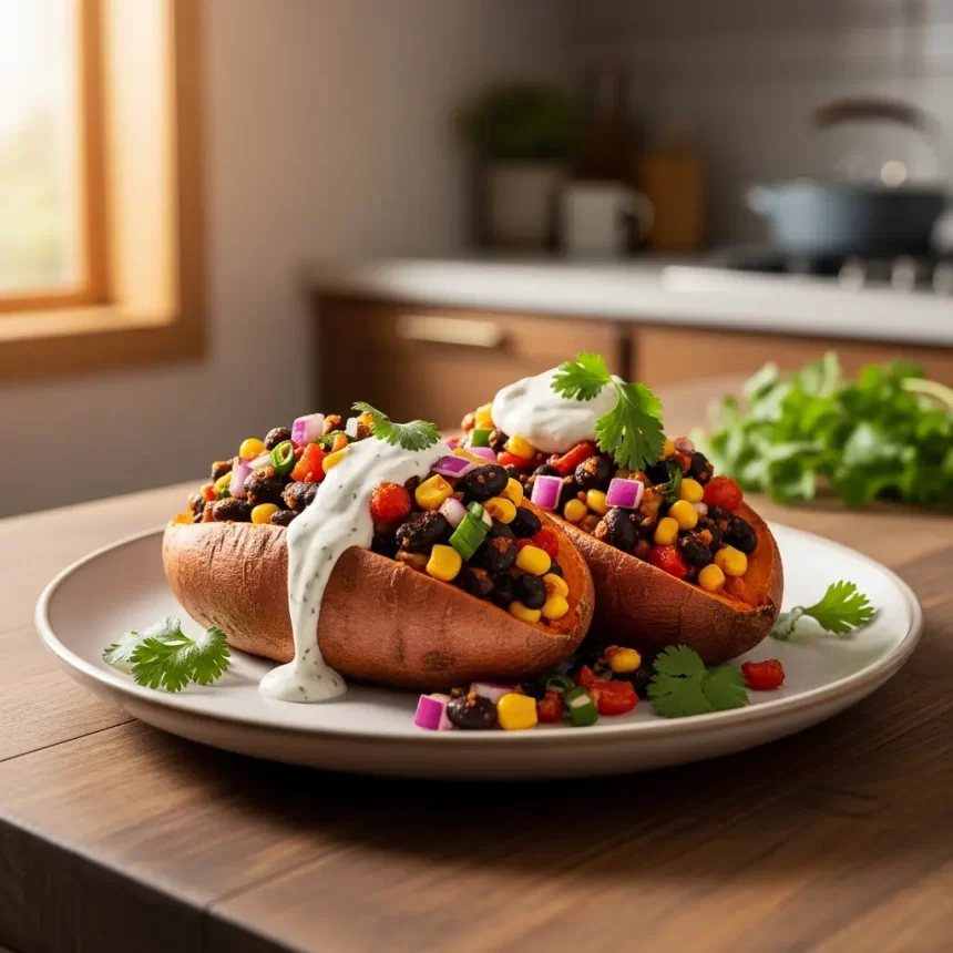 Hearty Black Bean & Corn Stuffed Sweet Potatoes Recipe