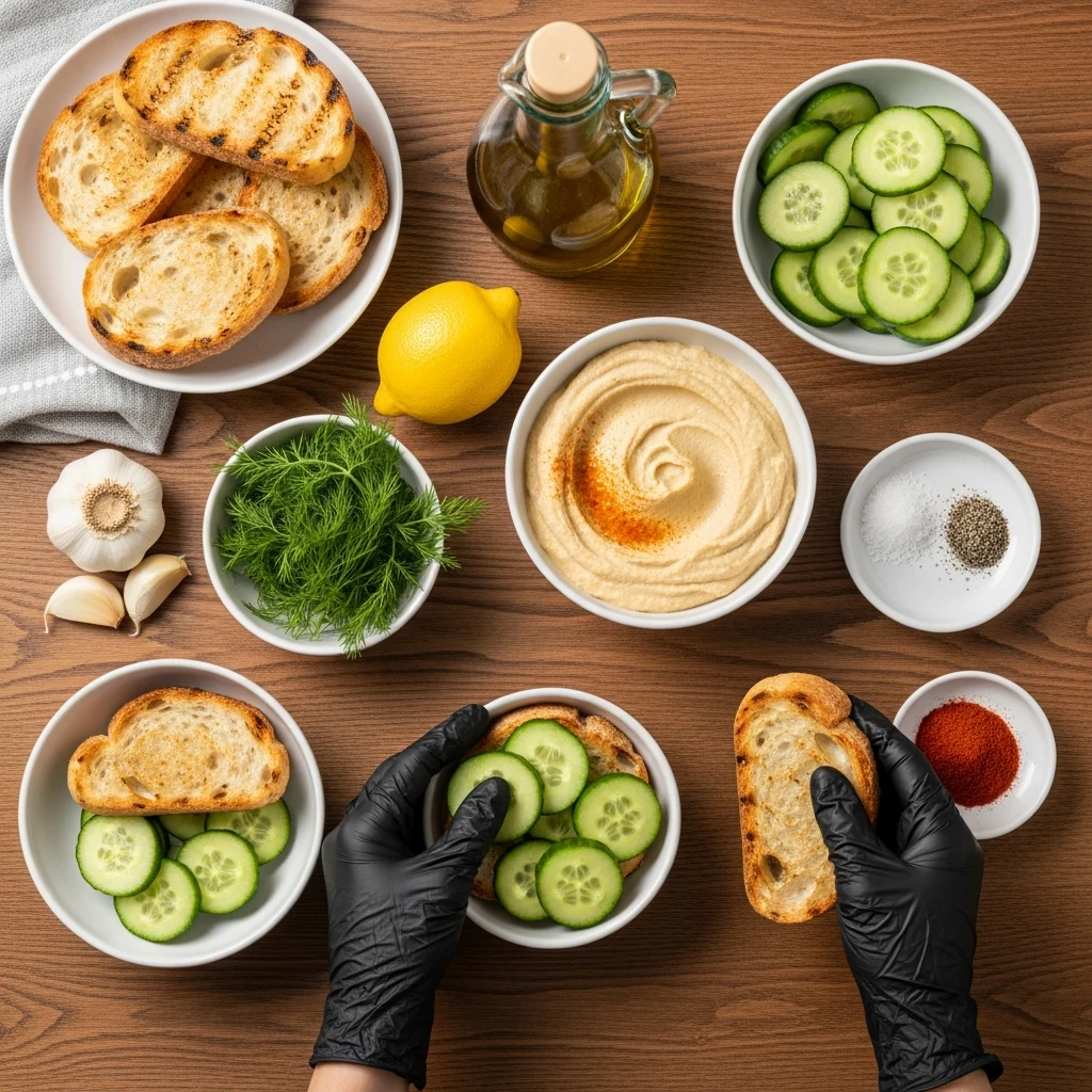 Savory Morning Toast: Hummus and Cucumber Delight