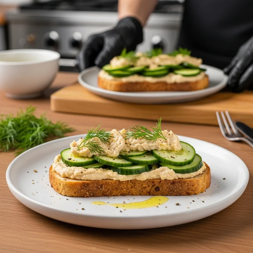 Savory Morning Toast: Hummus and Cucumber Delight