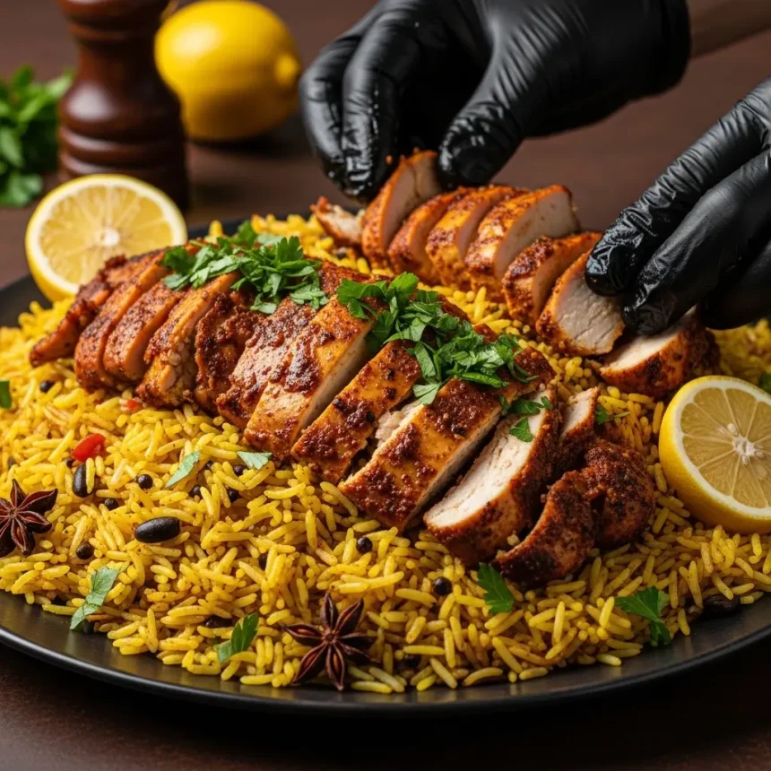 Savor the Flavors: Chicken Shawarma Platter with Rice Delight