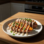 Mediterranean Baked Sweet Potatoes Drizzled with Tahini Bliss