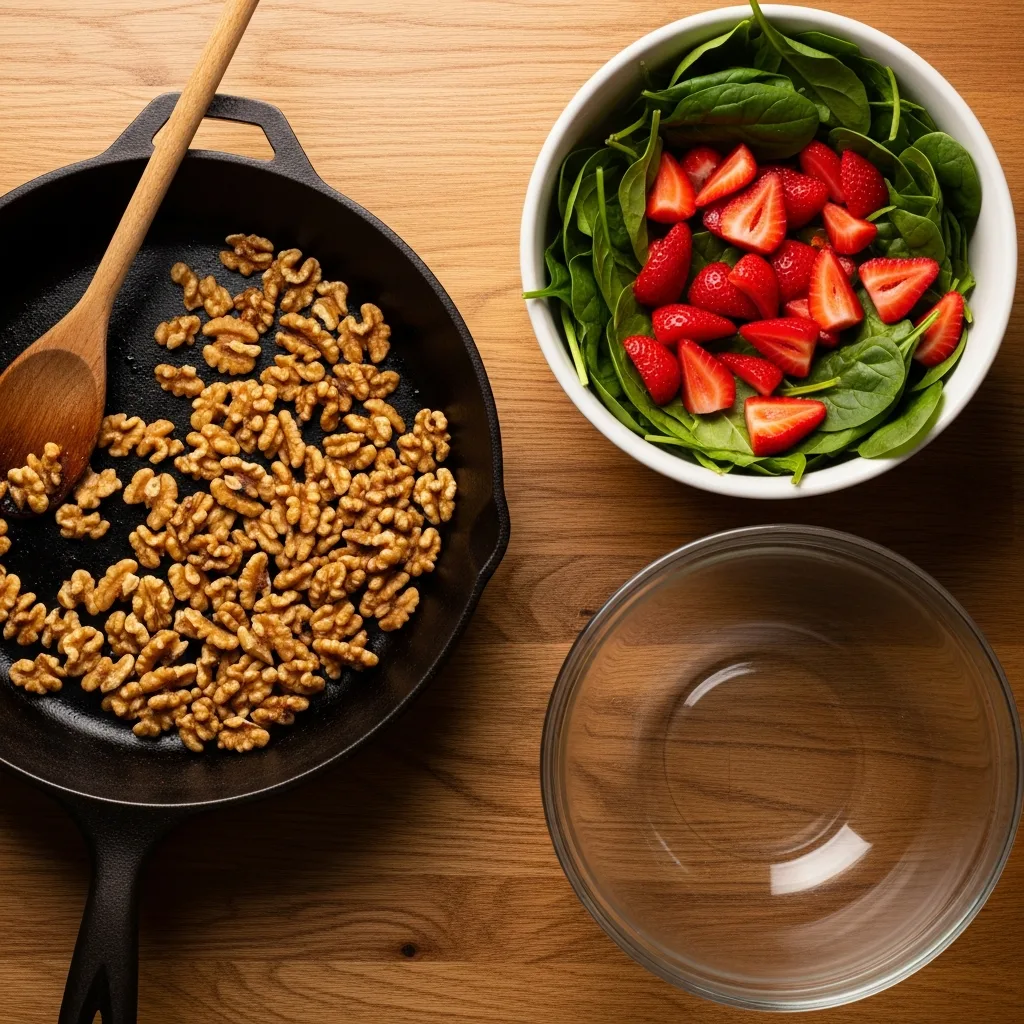 Fresh Fusion: Spinach & Strawberry Salad with Crunchy Walnuts