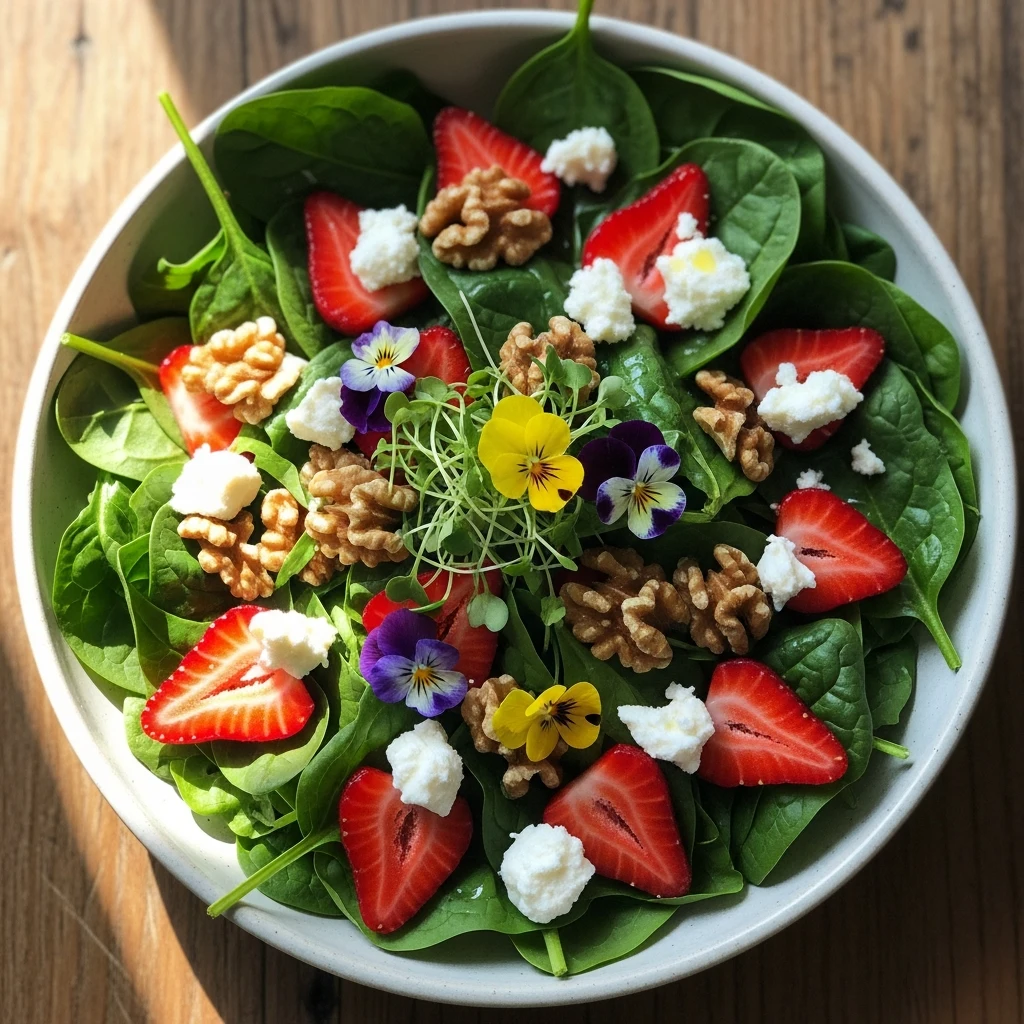 Fresh Fusion: Spinach & Strawberry Salad with Crunchy Walnuts