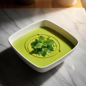 Velvety Asparagus & Pea Soup Infused with Fresh Mint