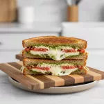 Melted Magic: Pesto Grilled Cheese with Juicy Tomato Twist
