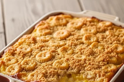 Golden Southern Squash Casserole with Crunchy Cracker Top