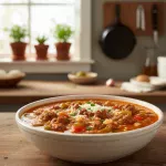 Hearty Stuffed Pepper Soup with Savory Ground Beef Twist